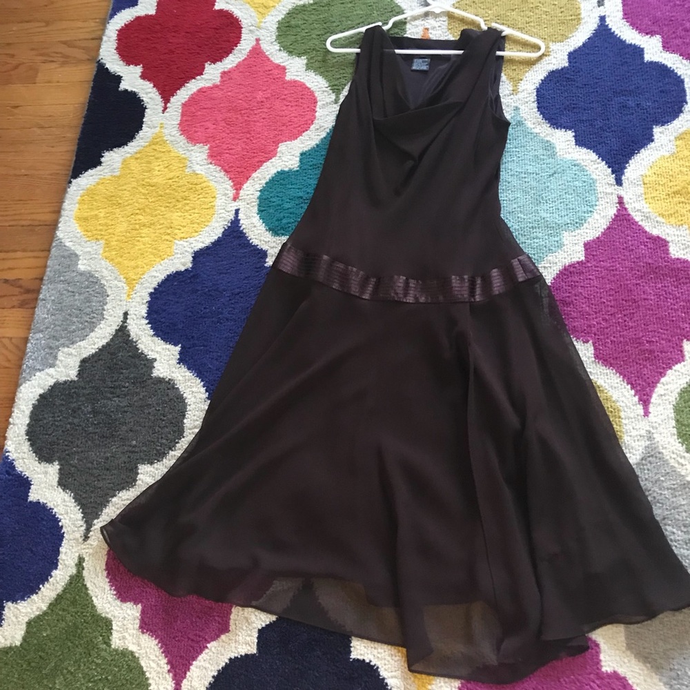 Jones Wear brown dress drop waist cowl neck 16